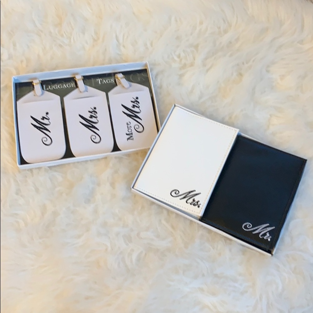 Me. And Mrs. Wedding passport and luggage tags